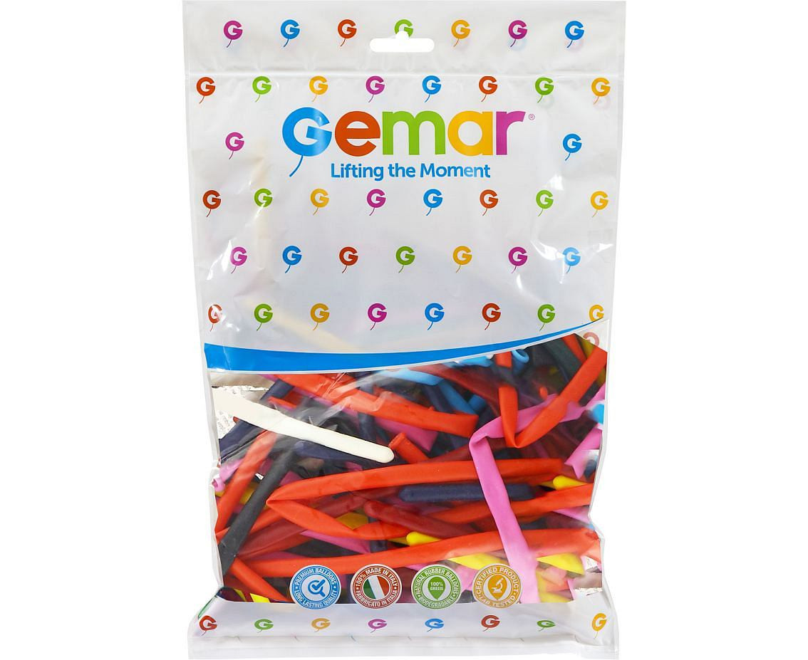 Balony Gemar, rurki włoskie twister mix, 100szt.
